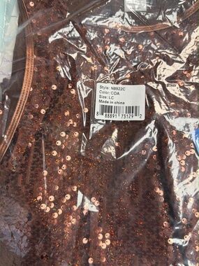 Double Platinum Boys Dance Costume Tank Top Sequin Cocoa Size Child Large (LC)